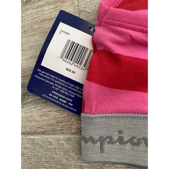 NWT S Small Champion Heritage Bralette Pink Red Stripe Lounge Bra Bra CH50AS - Picture 3 of 4
